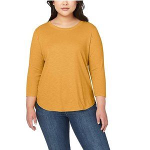 NWoT Kirkland Women's Slub Jersey 3/4 Sleeve Tee Yellow Size 2XL $45 EE117